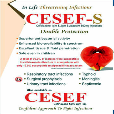  cesef-s injections of cefexime & sulbactam