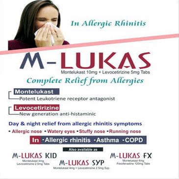  m-lukas tablets montelukast & levocetirizine anti allergic 