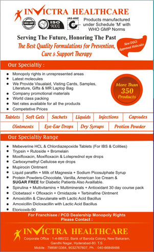 best pharma products for franchise in Hyderabad Telangana Invictra Healthcare