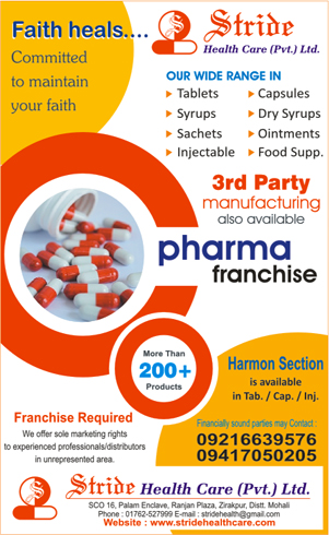 Top pcd pharma company in Punjab Chandigarh Stride Healthcare