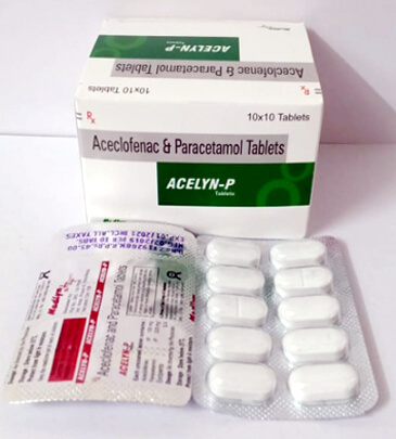  aceclofenac and paracetamol tablets of Madlyn Biotech Acelyn P	