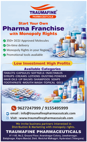 Top pharma pcd franchise in Hyderabad Traumafine Pharmaceuticals
