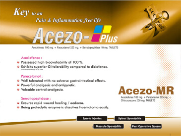 Acezo-Plus Aceclofenac Paracetamol & Serratiopeptidase Tablets