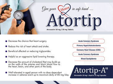  Atortip - Atorvastatin 10/20mg Tablets for heart care